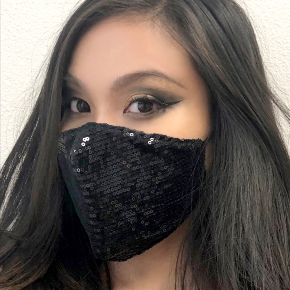 Fashion Bling Black Sequin Face Mask